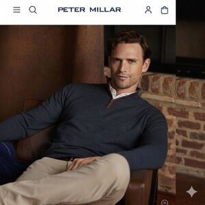 Peter Millar Men's Dark Blue Zip-Up Sweater